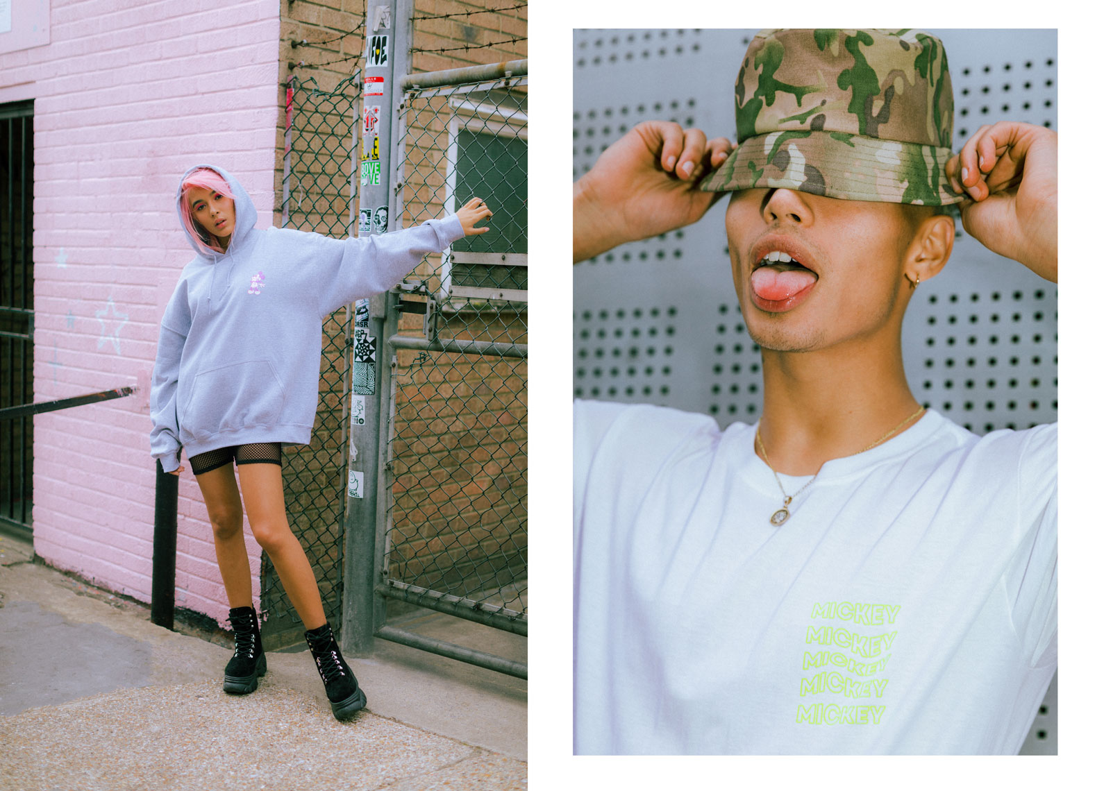 issie-gibbons-fashion-stylist-skinnydip-disney-campaign-grunge-bucket-hat-camo-fishnet