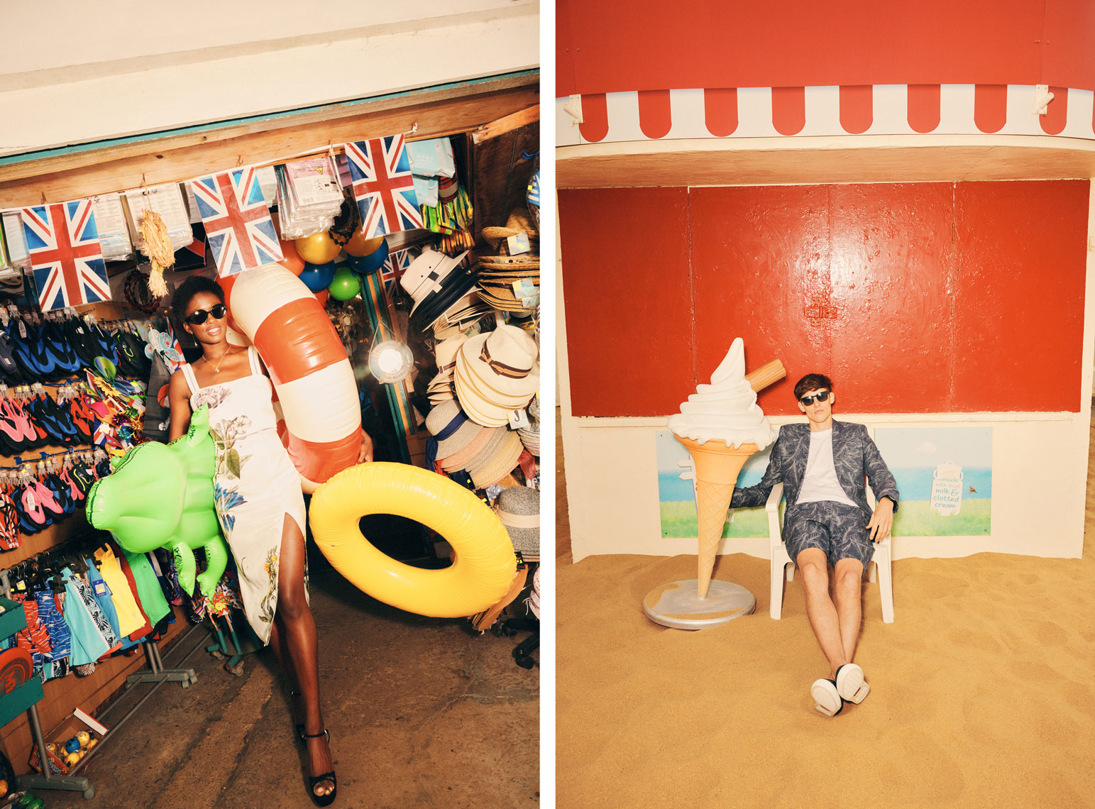 issie-gibbons-fashion-stylist-ted-baker-high-summer-campaign-british-seaside-inflatables-giant-ice-cream-beach