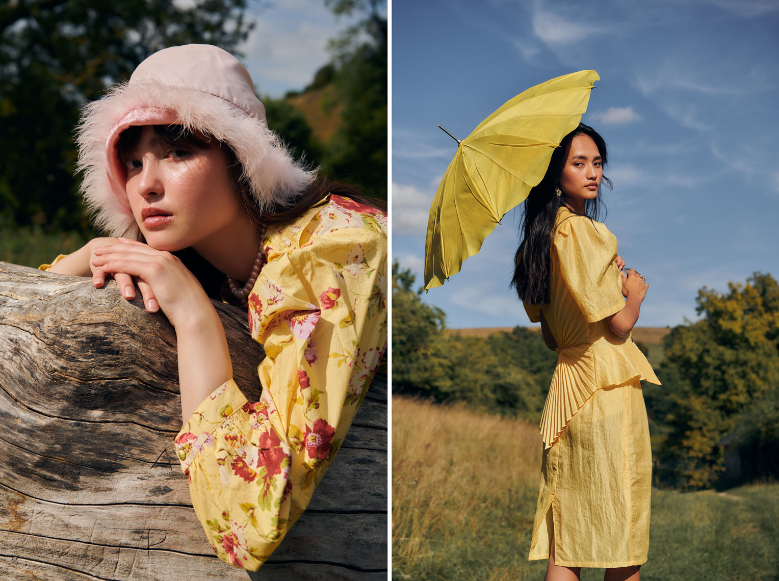 issie-gibbons-fashion-stylist-ubrella-yellow-batsheva-laura-ashley-fluffy-hat